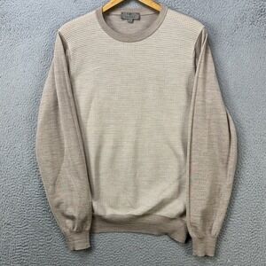 Canali 1934 Mens 50 US Medium Sweater Crewneck Beige 100% Wool Knit Long Sleeve‎